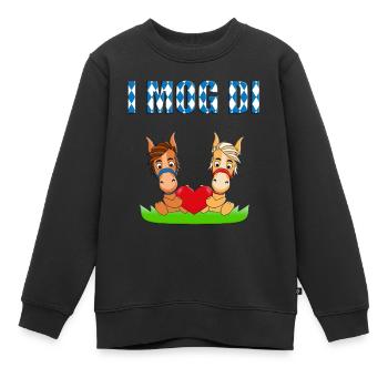PFERDE - PFERD - PONY - PONYS - I MOG DI - LIEBE - Kinder Premium Organic Sweatshirt - Schwarz - Vorne - AI Model Kid Female (0cm)