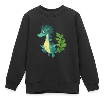 Dragon de mer feuillu Dessin animé Kawaii Illustration - Sweat Premium enfant bio - noir - Devant - AI Model Kid Female (0cm)