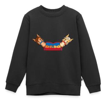 PFERDE - PONYS - PFERD - PONY - SOFA - CHILLEN - Kinder Premium Organic Sweatshirt - Schwarz - Vorne - AI Model Kid Female (0cm)