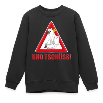ACHTUNG KAKADU - WC - TOILETTE - UND TSCHÜSS! - Kinder Premium Organic Sweatshirt - Schwarz - Vorne - AI Model Kid Female (0cm)