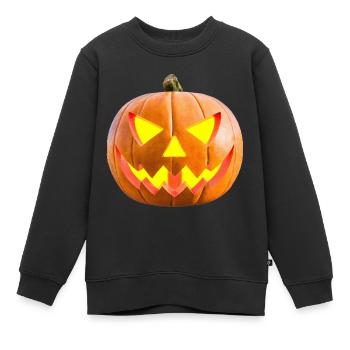 Citrouille d’Halloween - Lanterne de citrouille - Sweat Premium enfant bio - noir - Devant - AI Model Kid Female (0cm)
