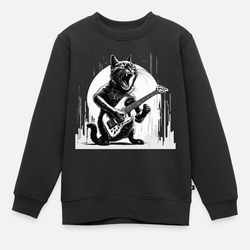 E-Gitarre - Kinder Premium Organic Sweatshirt - Schwarz
