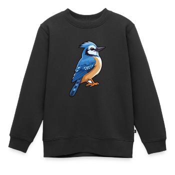 Blue Jay Cartoon Kawaii Aquarelle Illustration - Sweat Premium enfant bio - noir - Devant - AI Model Kid Female (0cm)