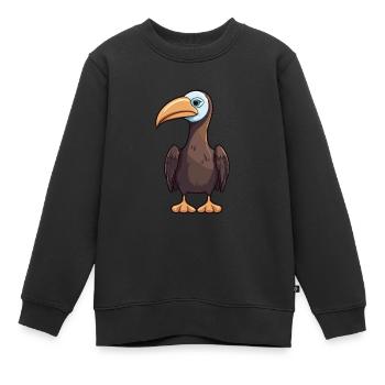 Booby bird Cartoon Kawaii Aquarelle Illustration - Sweat Premium enfant bio - noir - Devant - AI Model Kid Female (0cm)