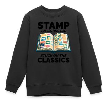Collectionneur de timbres-poste vintage papa philatéliste - Sweat Premium enfant bio - noir - Devant - AI Model Kid Female (0cm)