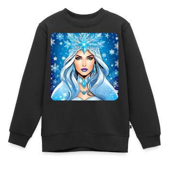 Winter Ice Queen avec cristaux de glace - Sweat Premium enfant bio - noir - Devant - AI Model Kid Female (0cm)