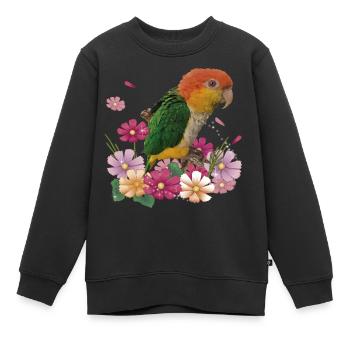 Der orangeköpfige Caique - Kinder Premium Organic Sweatshirt - Schwarz - Vorne - AI Model Kid Female (0cm)