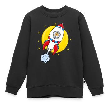 WELTRAUM - RAUMSCHIFF - ASTRONAUT - Kinder Premium Organic Sweatshirt - Schwarz - Vorne - AI Model Kid Female (0cm)
