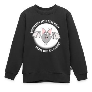 FLEDERMAUS - MONDSCHEIN - HALLOWEEN - TIERISCH - Kinder Premium Organic Sweatshirt - Schwarz - Vorne - AI Model Kid Female (0cm)