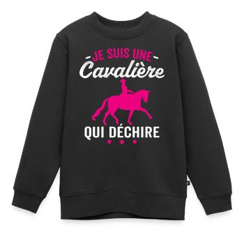 Je suis une cavalière qui déchire - Sweat Premium enfant bio - noir - Devant - AI Model Kid Female (0cm)