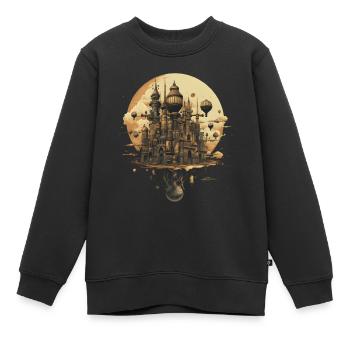 Ballon Gebäude Maschine Industrialisierung Insel - Kinder Premium Organic Sweatshirt - Schwarz - Vorne - AI Model Kid Female (0cm)