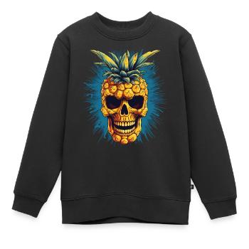 Horreur Crâne Ananas - Joyeux Halloween - Sweat Premium enfant bio - noir - Devant - AI Model Kid Female (0cm)