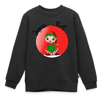 lutin de Noël - Sweat Premium enfant bio - noir - Devant - AI Model Kid Female (0cm)