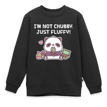 süßer Panda, ich bin nicht mollig, nur flauschig, lustig - Kinder Premium Organic Sweatshirt - Schwarz - Vorne - AI Model Kid Female (0cm)