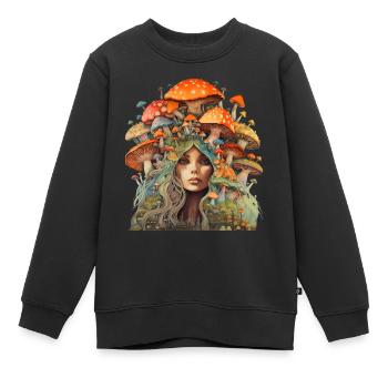 Mutter der Fliegenpilze - Mutter Erde - Kinder Premium Organic Sweatshirt - Schwarz - Vorne - AI Model Kid Female (0cm)