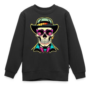Hipster Totenkopf - Kinder Premium Organic Sweatshirt - Schwarz - Vorne - AI Model Kid Female (0cm)