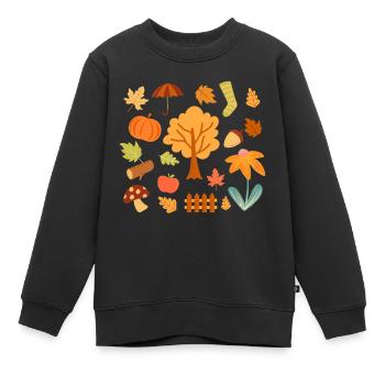 Fall Leaves Enjoy the Colorful Season - Kids Premium Organic Sweatshirt - black - Front - AI Model Kid Female (0cm)