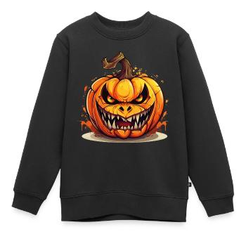 Halloween Kürbis Kopf Gruselig Gespenstisch Horror - Kinder Premium Organic Sweatshirt - Schwarz - Vorne - AI Model Kid Female (0cm)