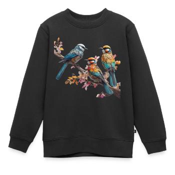 Vögel sitzen auf einem Ast - Kinder Premium Organic Sweatshirt - Schwarz - Vorne - AI Model Kid Female (0cm)