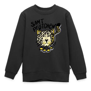 Leopard Samtpfötchen - Kinder Premium Organic Sweatshirt - Schwarz - Vorne - AI Model Kid Female (0cm)