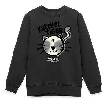 Katze Kuscheltiger - Kinder Premium Organic Sweatshirt - Schwarz - Vorne - AI Model Kid Female (0cm)