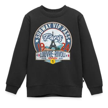 Pariser U-Bahn VIP-Pass Louvre Rivoli Station - Kinder Premium Organic Sweatshirt - Schwarz - Vorne - AI Model Kid Female (0cm)
