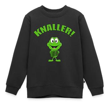 KNALLER - KNALLFROSCH - FROSCH - SILVESTER - Kinder Premium Organic Sweatshirt - Schwarz - Vorne - AI Model Kid Female (0cm)