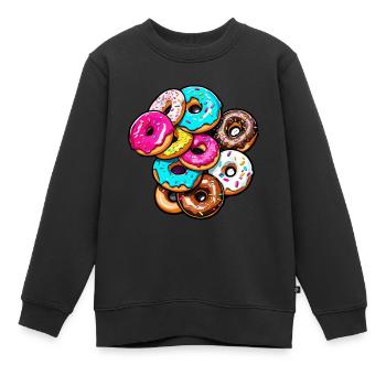 Donuts / Süßigkeit / Zuckerguss / Dessert / Gebäck - Kinder Premium Organic Sweatshirt - Schwarz - Vorne - AI Model Kid Female (0cm)