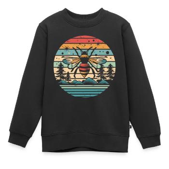 Retro Sunset Biene - Kinder Premium Organic Sweatshirt - Schwarz - Vorne - AI Model Kid Female (0cm)