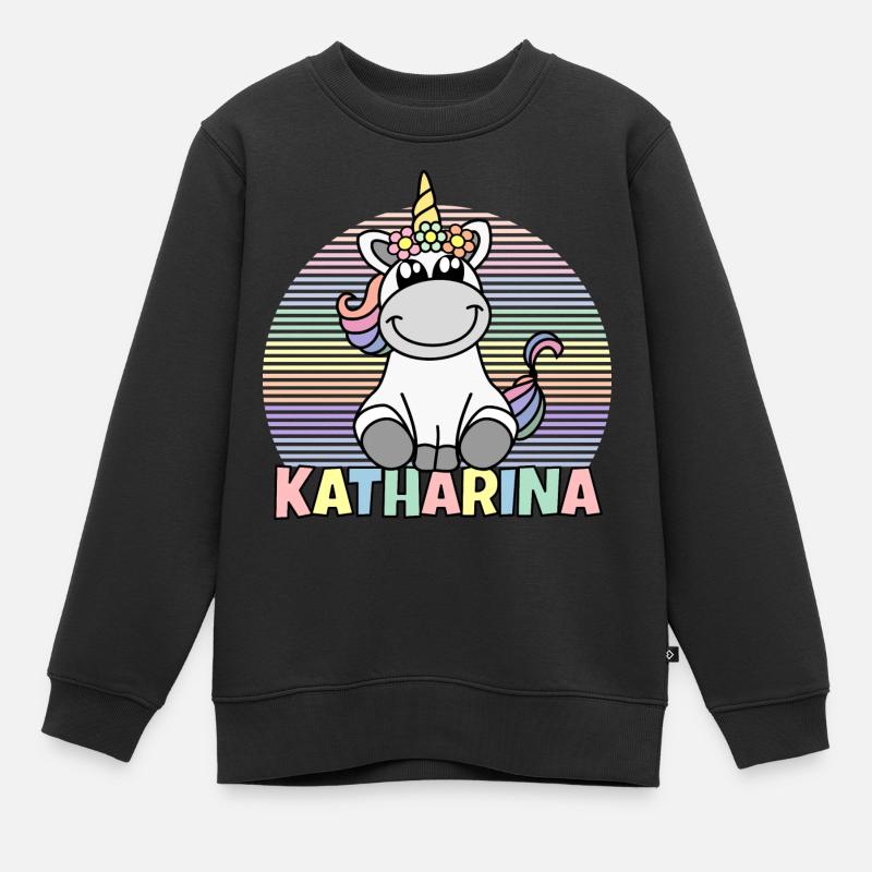 Katharina Einhorn Name - Kinder Premium Organic Sweatshirt - Schwarz
