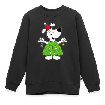 HUND - WEIHNACHTSBAUM - WEIHNACHTEN - TIERISCH - Kinder Premium Organic Sweatshirt - Schwarz - Vorne - AI Model Kid Female (0cm)