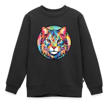 Australien tacheté brume chat coloré aquarelle - Sweat Premium enfant bio - noir - Devant - AI Model Kid Female (0cm)