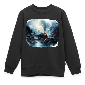 Dampflok - Kinder Premium Organic Sweatshirt - Schwarz - Vorne - AI Model Kid Female (0cm)