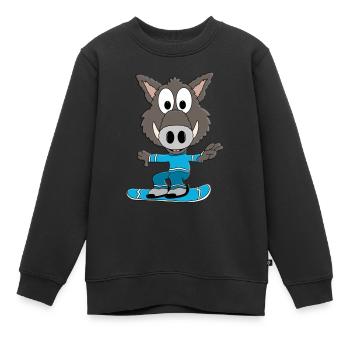 SNOWBOARD - WINTERSPORT - WILDSCHWEIN - PISTENSAU - Kinder Premium Organic Sweatshirt - Schwarz - Vorne - AI Model Kid Female (0cm)