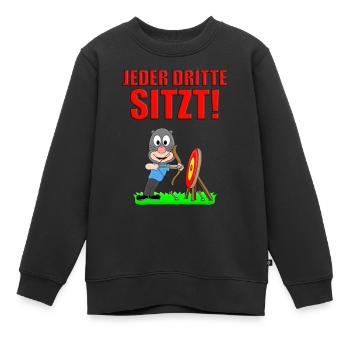 BOGENSCHIEßEN - MAULWURF - JEDER DRITTE SITZT! - Kinder Premium Organic Sweatshirt - Schwarz - Vorne - AI Model Kid Female (0cm)
