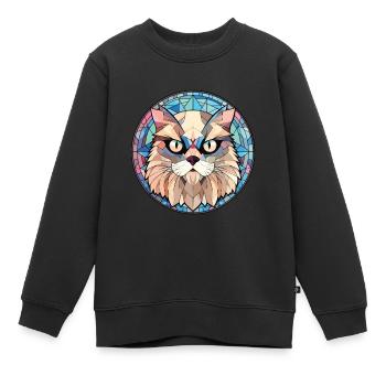 Chat de l’Himalaya aquarelle colorée Illustration pour animaux de compagnie - Sweat Premium enfant bio - noir - Devant - AI Model Kid Female (0cm)