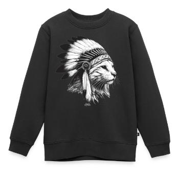 Indische Katze - Kinder Premium Organic Sweatshirt - Schwarz - Vorne - AI Model Kid Female (0cm)