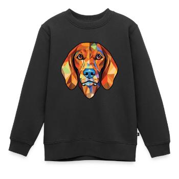 Bosnischer rauer Jagdhund Hunderasse Aquarell - Kinder Premium Organic Sweatshirt - Schwarz - Vorne - AI Model Kid Female (0cm)