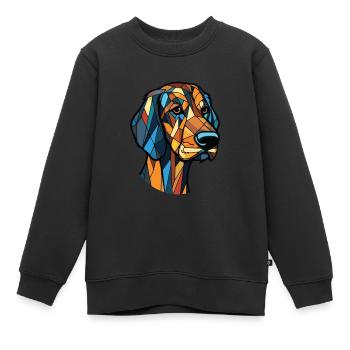 Braque Saint Germain chien race aquarelle colorée - Sweat Premium enfant bio - noir - Devant - AI Model Kid Female (0cm)