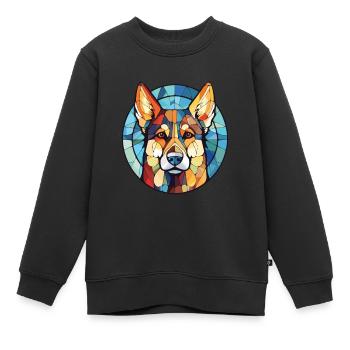 Sibérie orientale Laika chien race aquarelle colorée - Sweat Premium enfant bio - noir - Devant - AI Model Kid Female (0cm)