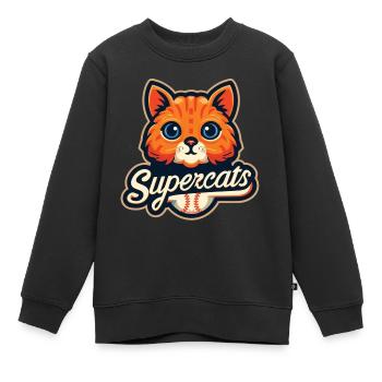 Supercats 5 Logo - Kinder Premium Organic Sweatshirt - Schwarz - Vorne - AI Model Kid Female (0cm)