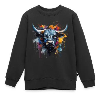 Vache combat, vache d'hérens valais suisse - Sweat Premium enfant bio - noir - Devant - AI Model Kid Female (0cm)