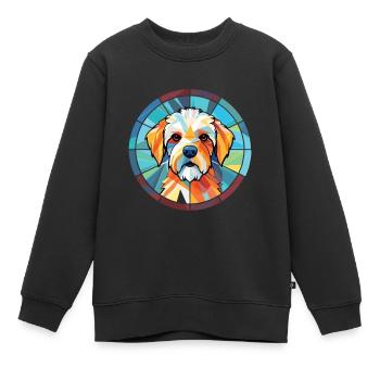 Französischer dreifarbiger Hundehund Rasse Aquarellglas - Kinder Premium Organic Sweatshirt - Schwarz - Vorne - AI Model Kid Female (0cm)
