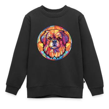 Tibetische Spaniel-Hunderasse Aquarell-Illustration - Kinder Premium Organic Sweatshirt - Schwarz - Vorne - AI Model Kid Female (0cm)