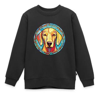 Sloughi Hunderasse bunte Aquarell-Illustration - Kinder Premium Organic Sweatshirt - Schwarz - Vorne - AI Model Kid Female (0cm)