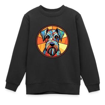 Standard Schnauzer chien race aquarelle colorée - Sweat Premium enfant bio - noir - Devant - AI Model Kid Female (0cm)