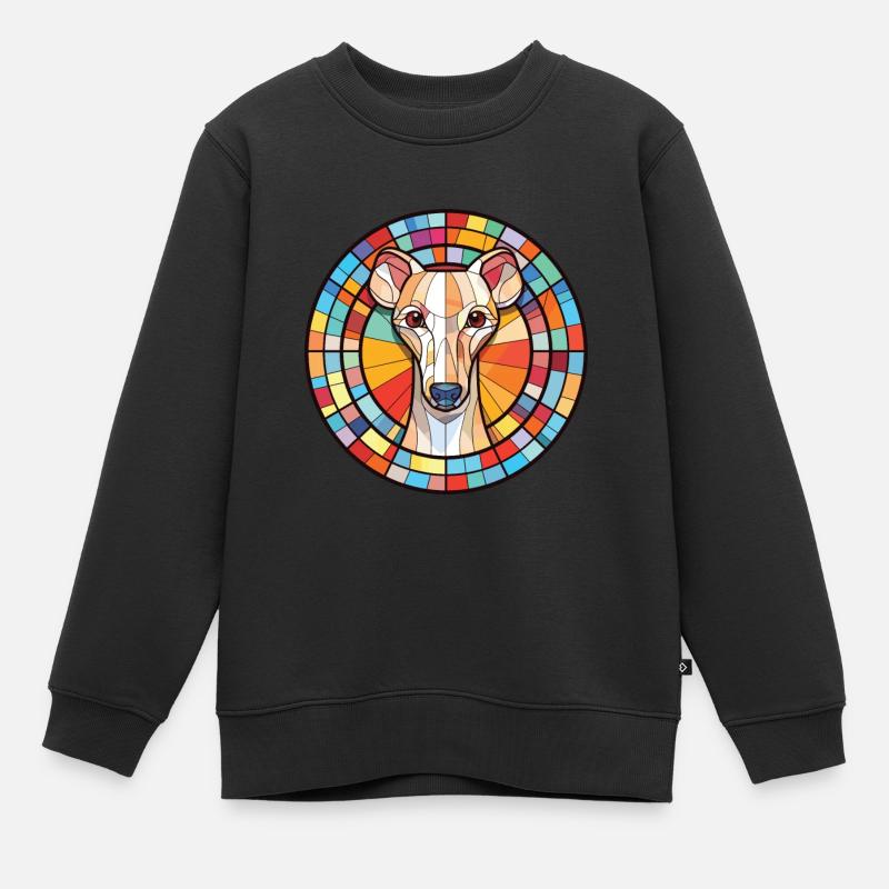 Whippet-Hunderasse Bunte Aquarell-Illustration - Kinder Premium Organic Sweatshirt - Schwarz