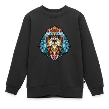 Illustration à l’aquarelle de race de chien impérial chinois - Sweat Premium enfant bio - noir - Devant - AI Model Kid Female (0cm)
