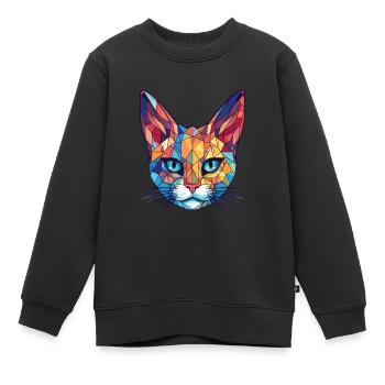 Pixie Bob Katze Bunte Aquarell Haustier Illustration - Kinder Premium Organic Sweatshirt - Schwarz - Vorne - AI Model Kid Female (0cm)