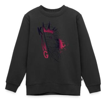 Sketch trash lion - KING - Sweat Premium enfant bio - noir - Devant - AI Model Kid Female (0cm)